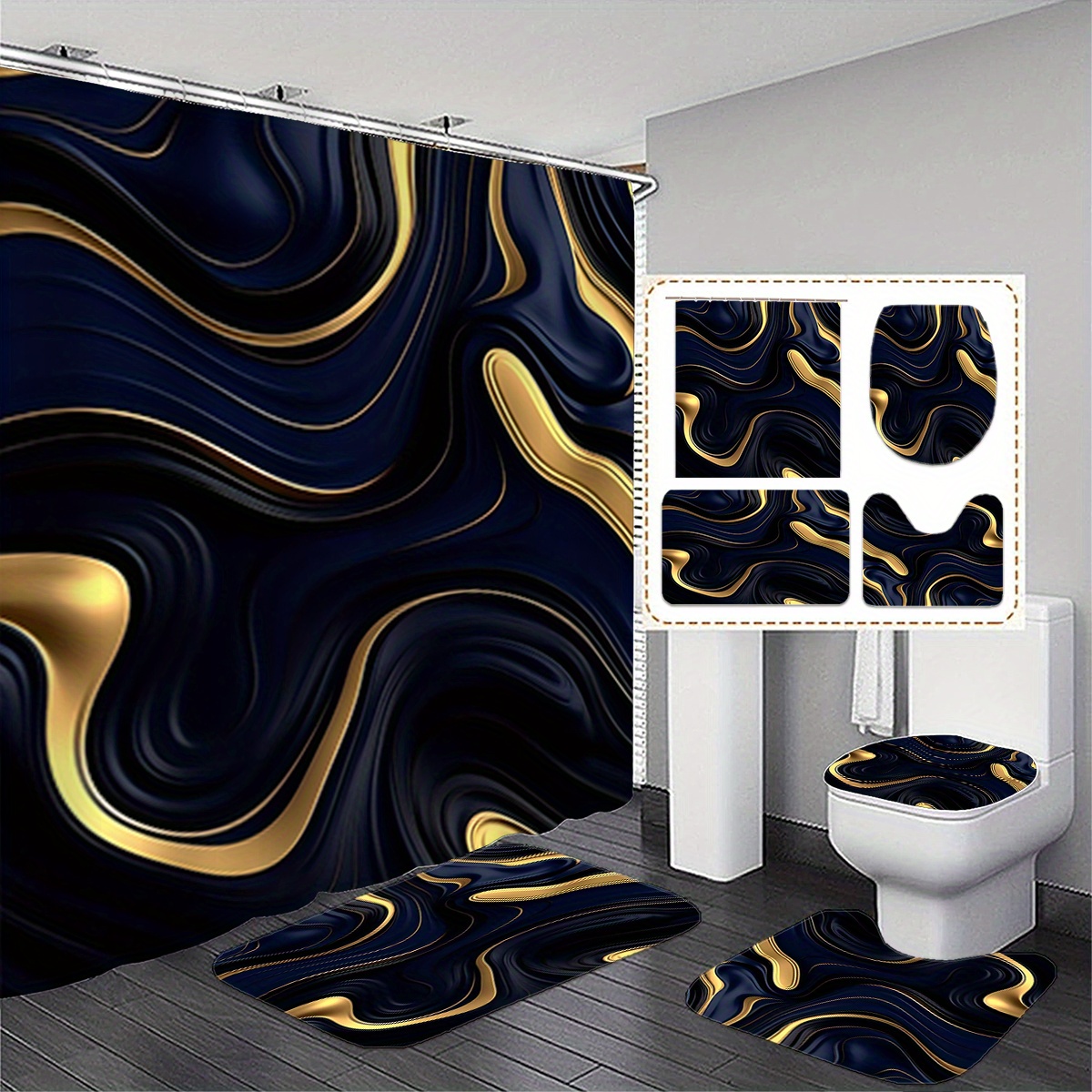 Zara Home Bathroom Set - 1/3 Piece Black Gold Bath Set