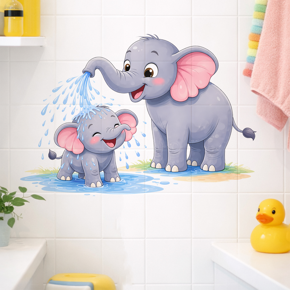 New Cartoon Elephant Wall Stic - Home Bathroom Layout recensie en prijs