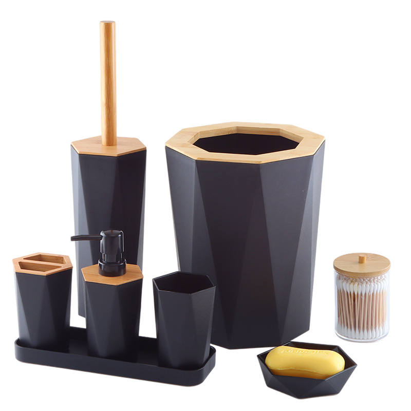Hexagonal Plastic Bamboo Wood  - Zara Home Bathroom Set recensie en prijs