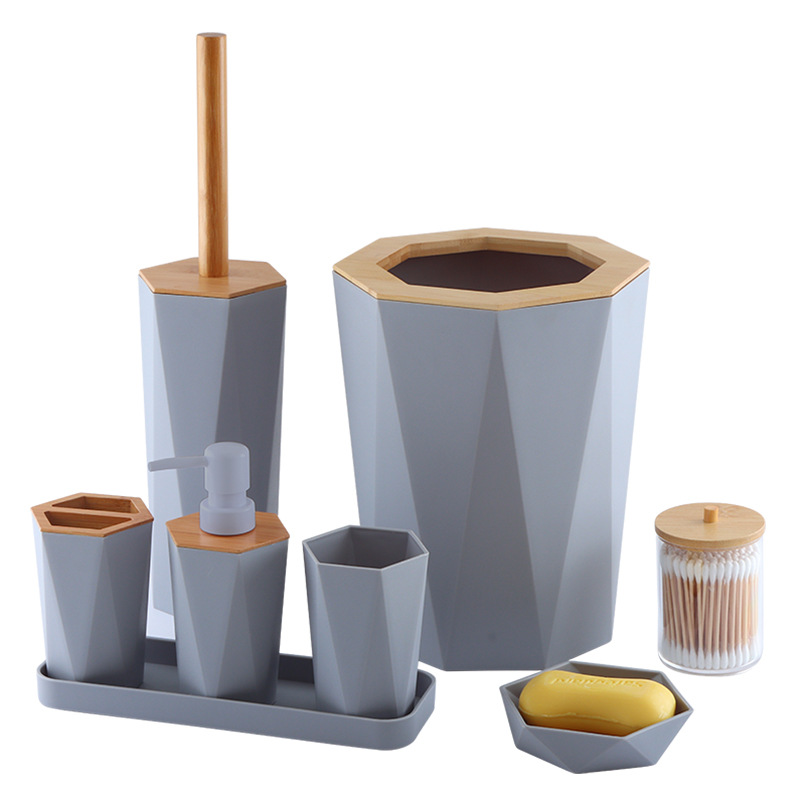 Hexagonal Plastic Bamboo Wood  - Zara Home Bathroom Set recensie en prijs